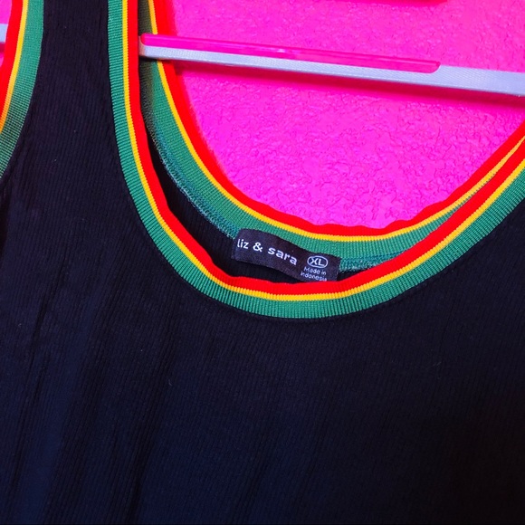 Black Ribbed Body Suit With Rasta Lining - Picture 2 of 6